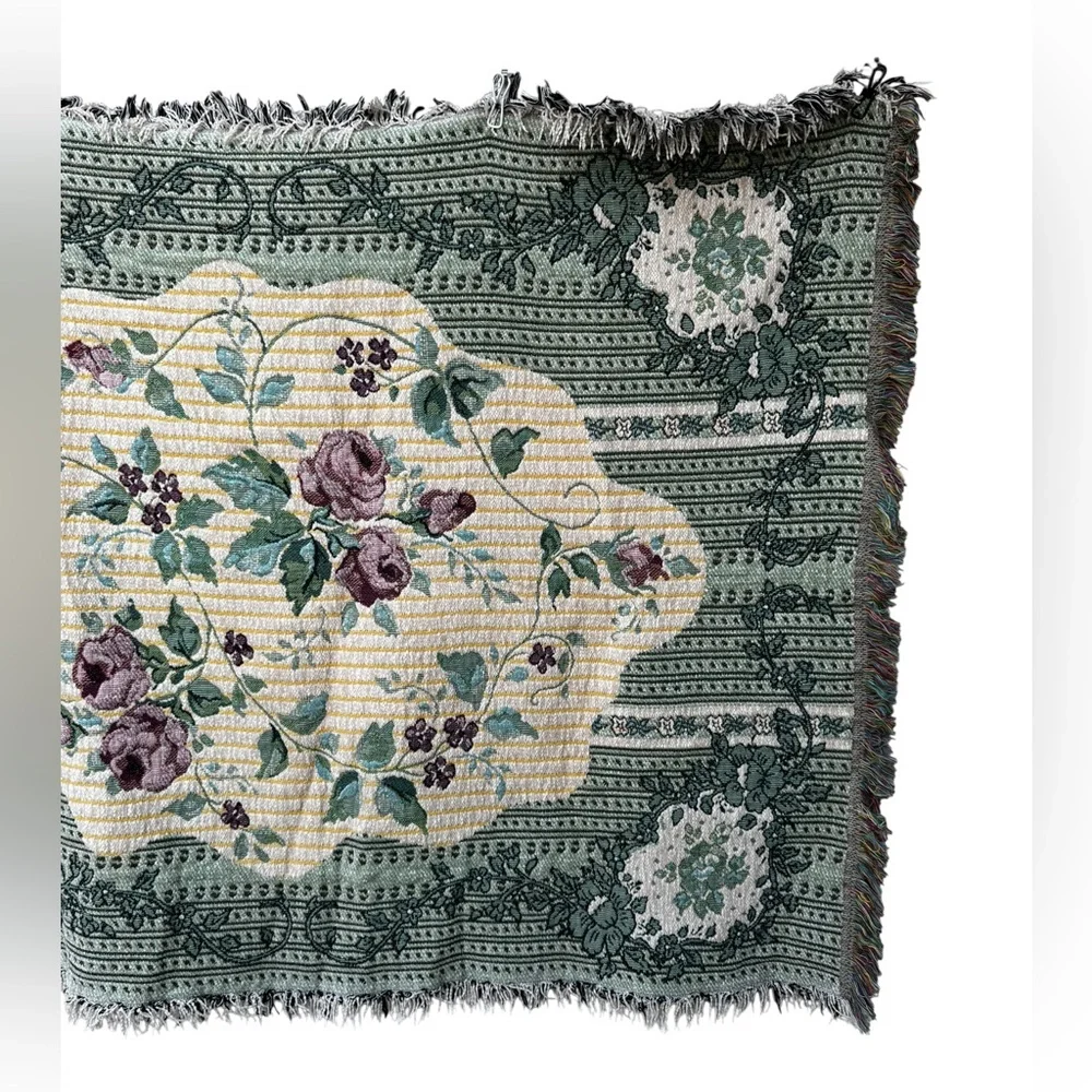 Tracy Porter Green and Cream Floral Tapestry Cover